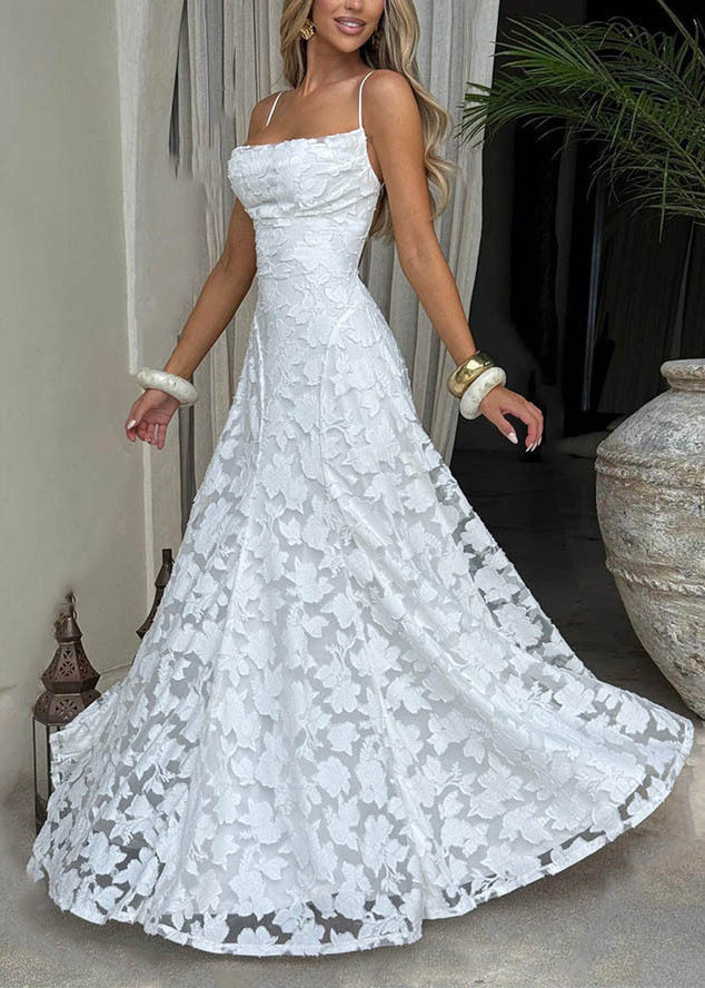 Women Green Exra Large Hem Lace Spaghetti Strap Dress Summer 4