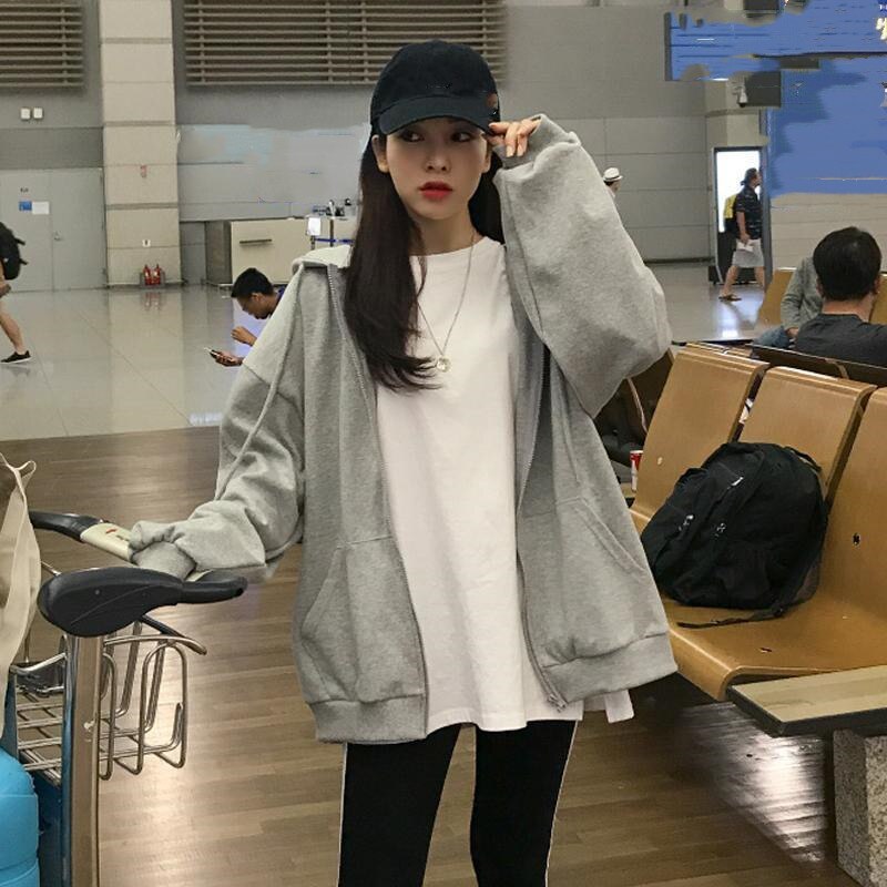 Korean Zip Up Oversized Hoodie