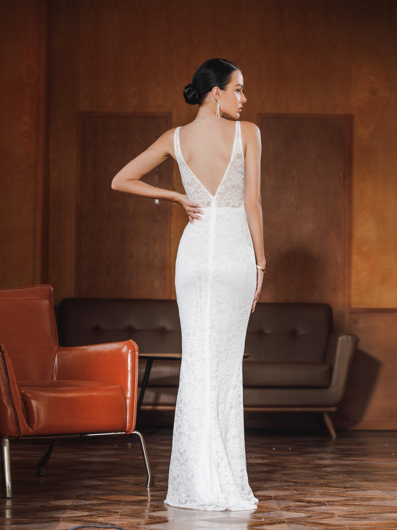 Lace V-Neck Spaghetti Strap Mermaid Maxi Gown