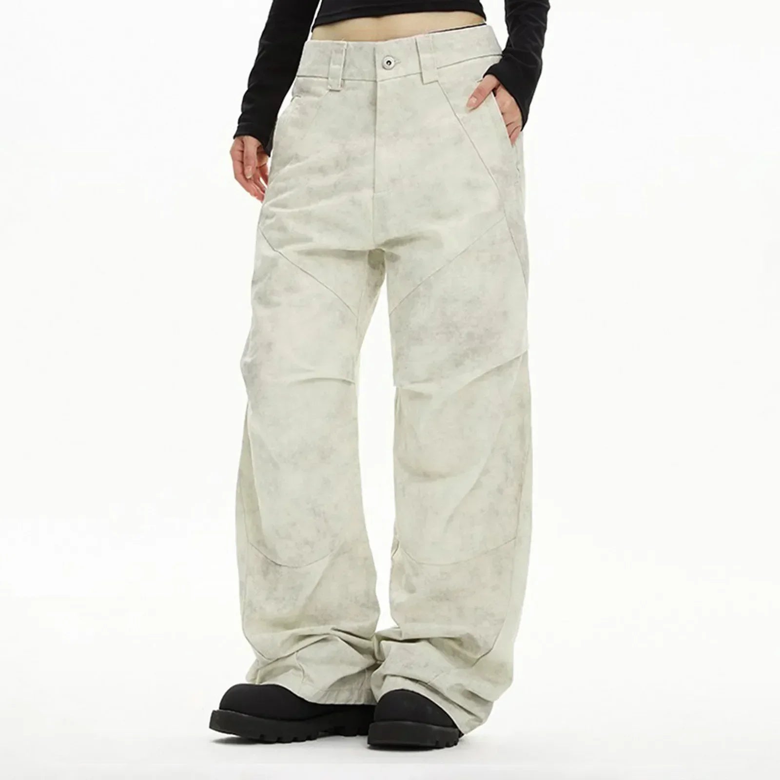 Loose Straight Tie Dye Y2K Street Pants Beige / S
