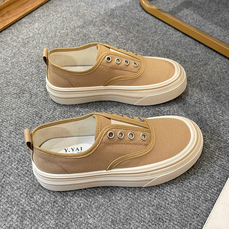 Women Outdoor Walking Canvas Shoes New Fashion Jogging Sneakers Slipon Woman Vulcanized Flat Casual Loafers Ladies Zapatillas