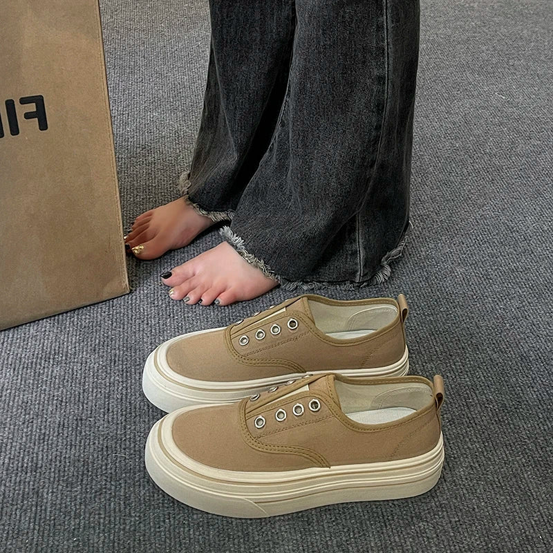 Women Outdoor Walking Canvas Shoes New Fashion Jogging Sneakers Slipon Woman Vulcanized Flat Casual Loafers Ladies Zapatillas