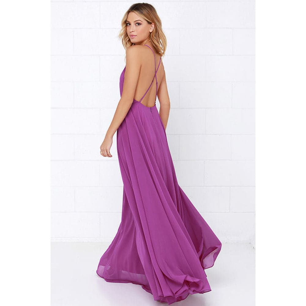 Women Plus Size Party Strap Fashion Bahemian Beach Chiffon Backless Dress