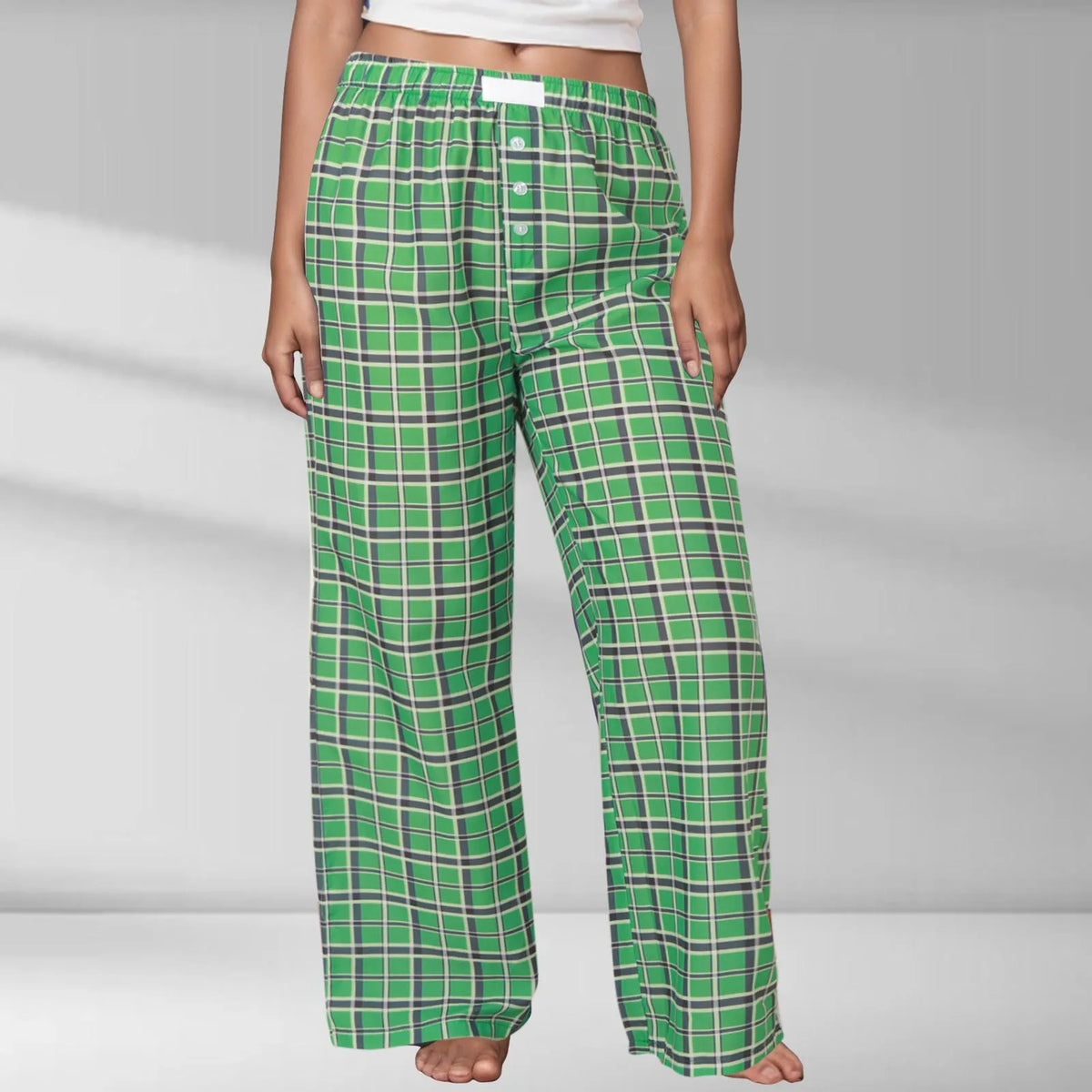 Elastic Waist Button Fly Boxer Style Straight Leg Lounge Pants 3