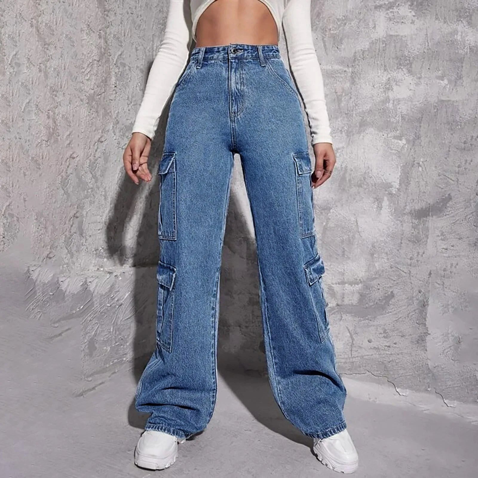 Spring Slim Fit Size Calf Hole Stretch Jeans Blue / Xs