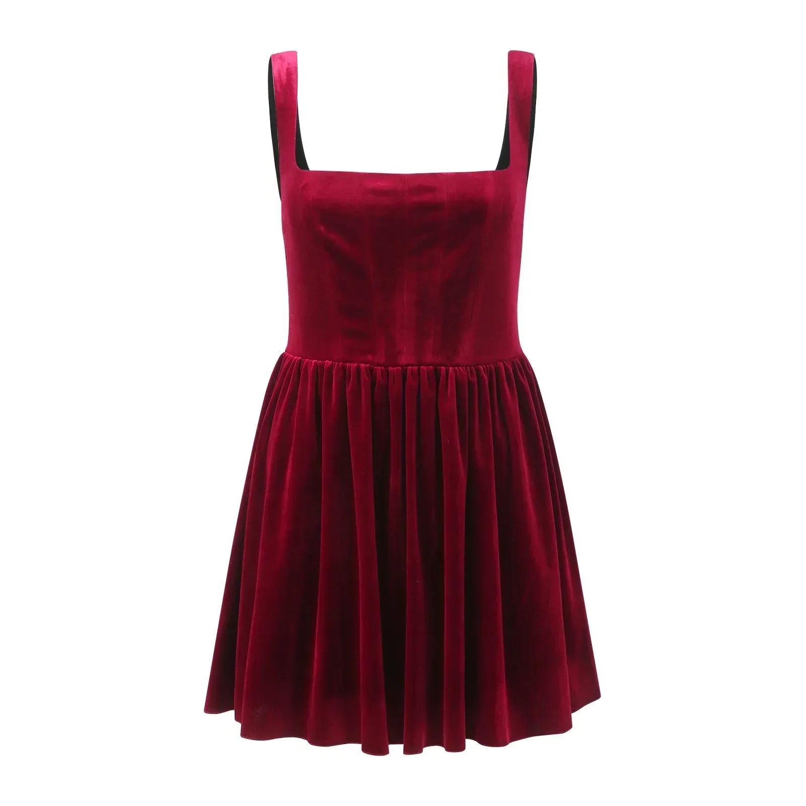 Velvet Square Neck Corset Fit and Flare Mini Dress