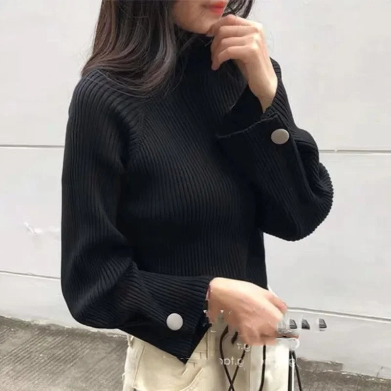 Turtleneck & Crochet E-girl Year-round Sweater