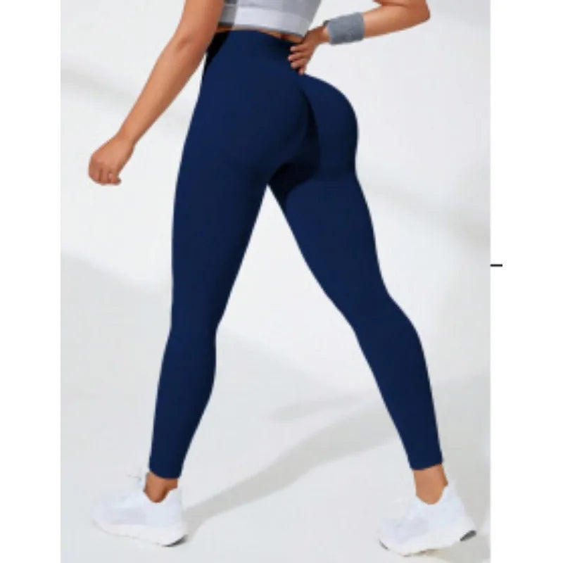 Thread Seamless High Waist Elastic Gym Legging Navy / S