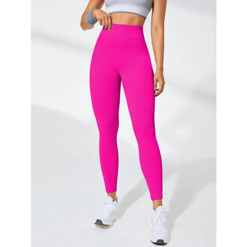 High Waist Seamless Ribbed Scrunch Butt Contour Workout Leggings 4