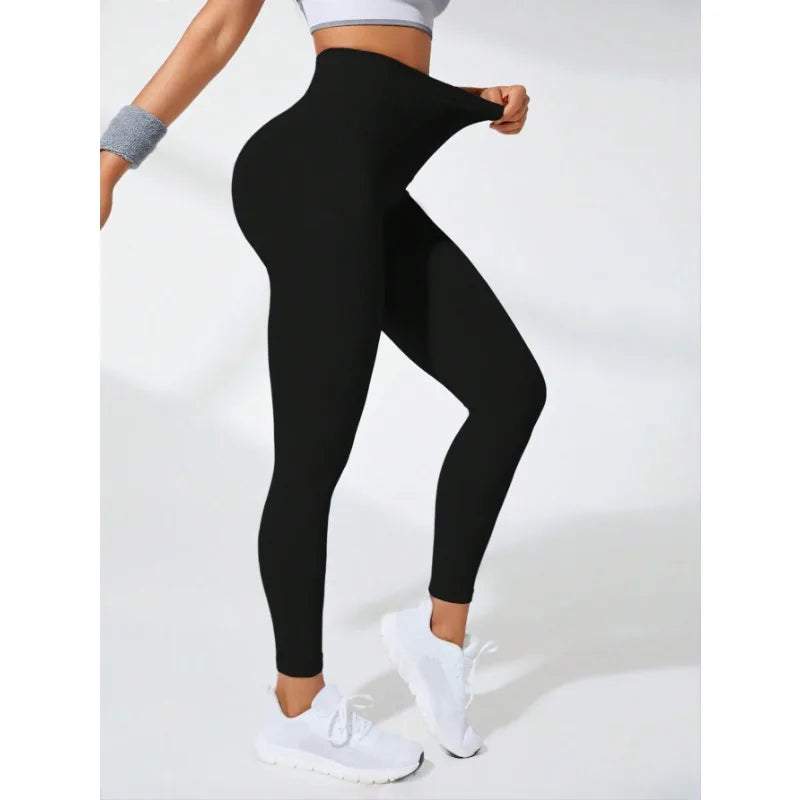 High Waist Seamless Ribbed Scrunch Butt Contour Workout Leggings 5