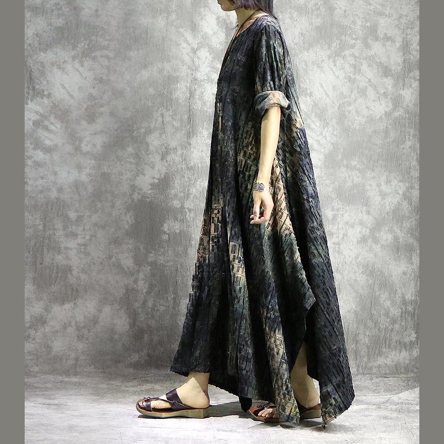 Women asymmetric big hem blended dresses plus size yellow Dress summer prints