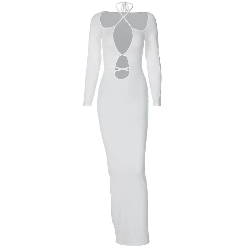 Bodycon Autumn/Winter New Fashion Laceup Slim Elegant Midi Dresses