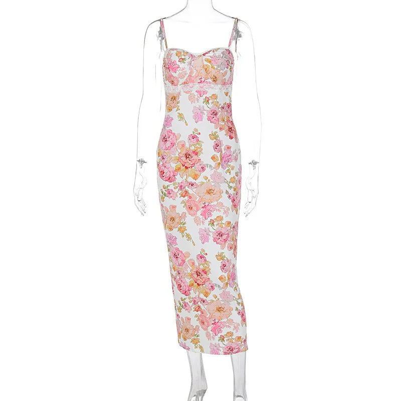 Women's Bodycon Slimfit Halter Summer Fashion Print Traf Fit Midi Dresses