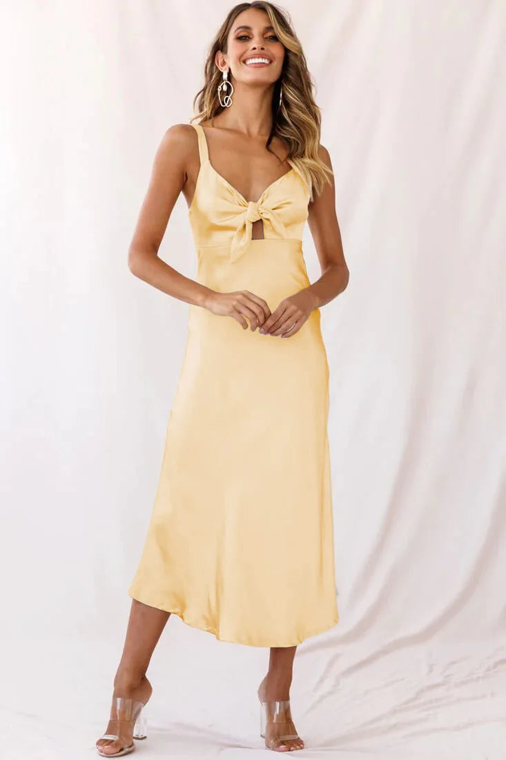 Pink Lace Satin Slim Midi Dress - View 8