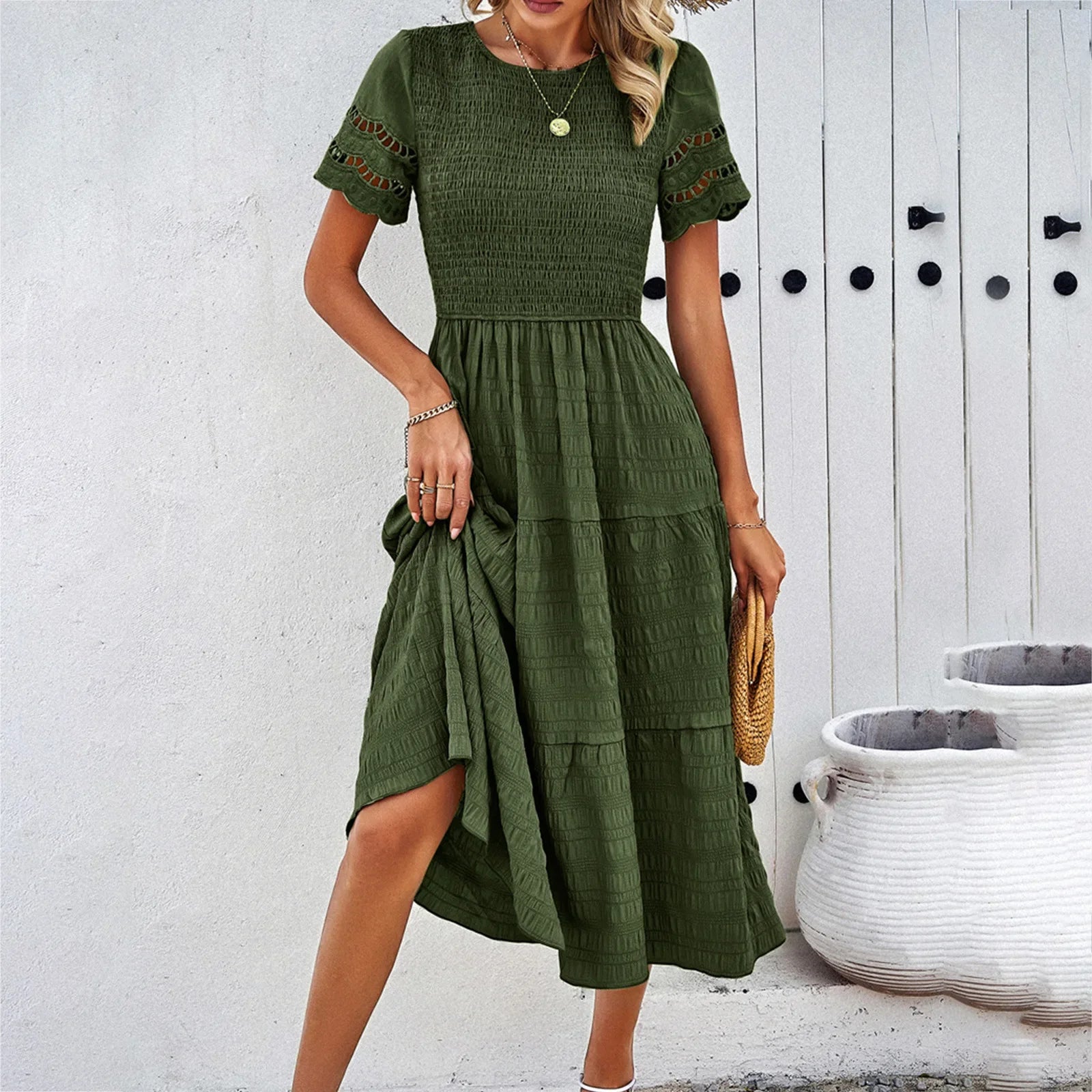 Hollow Sheath Elegant Midi Dress