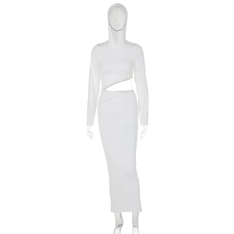 New Fashion Personality Slimfit Hooded Casual Y2K Midi Dresses