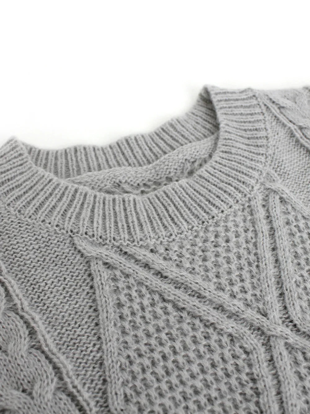 Long Round Collar Pullover Short Twist Solid Winter Sweater