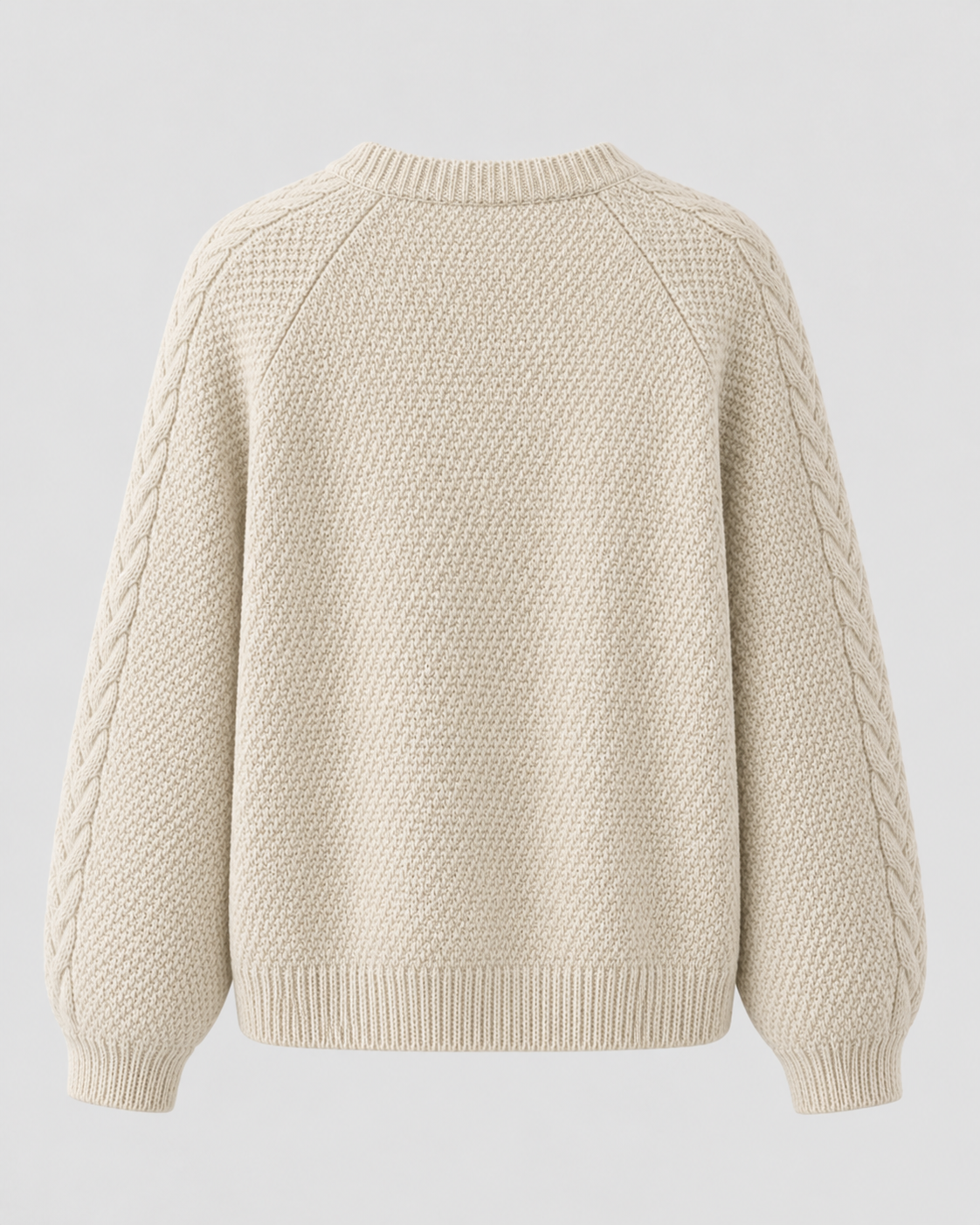 Cable Knit Crew Neck Button Front Cardigan