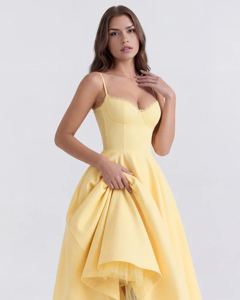 Women’s Corset Midi Dress with Tulle Skirt