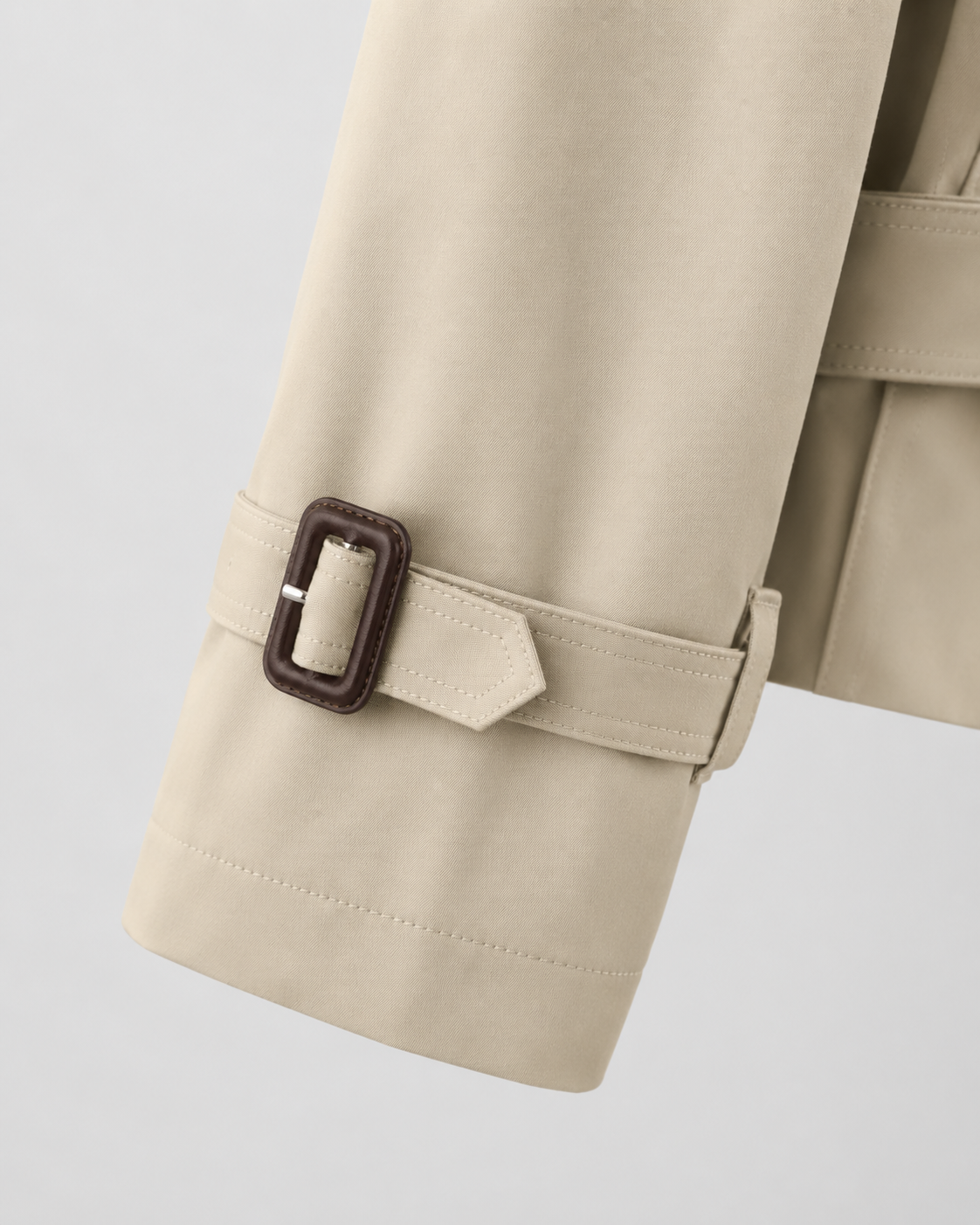 Women's Cropped Double-Breasted Trench Jacket with Funnel Neck