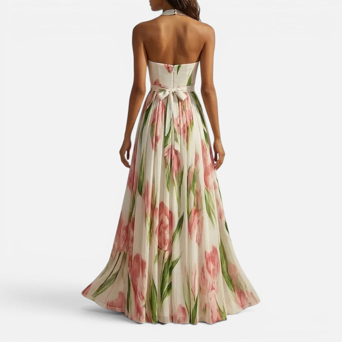 Women's Floral Halter Maxi Dress Sleeveless Summer Dress