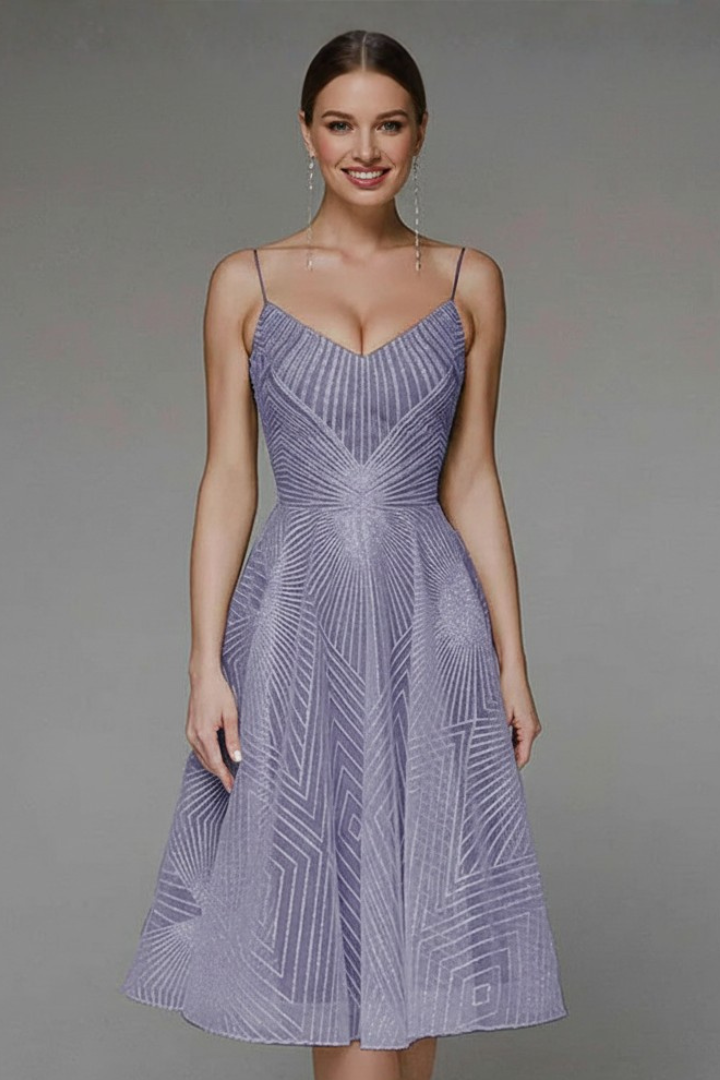 Spaghetti Strap V-Neck Fit and Flare Midi Dress 12