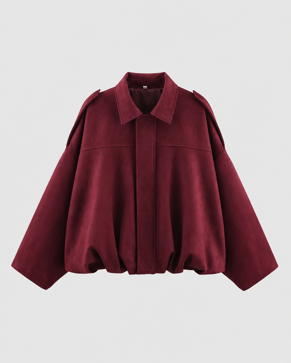 Collared Drop Shoulder Suede Look Cropped Jacket