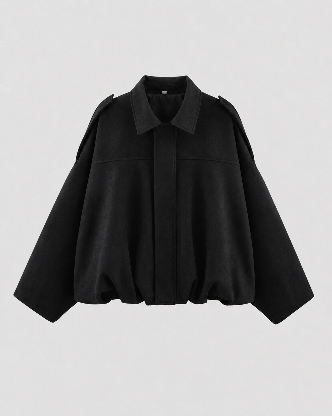 Collared Drop Shoulder Suede Look Cropped Jacket