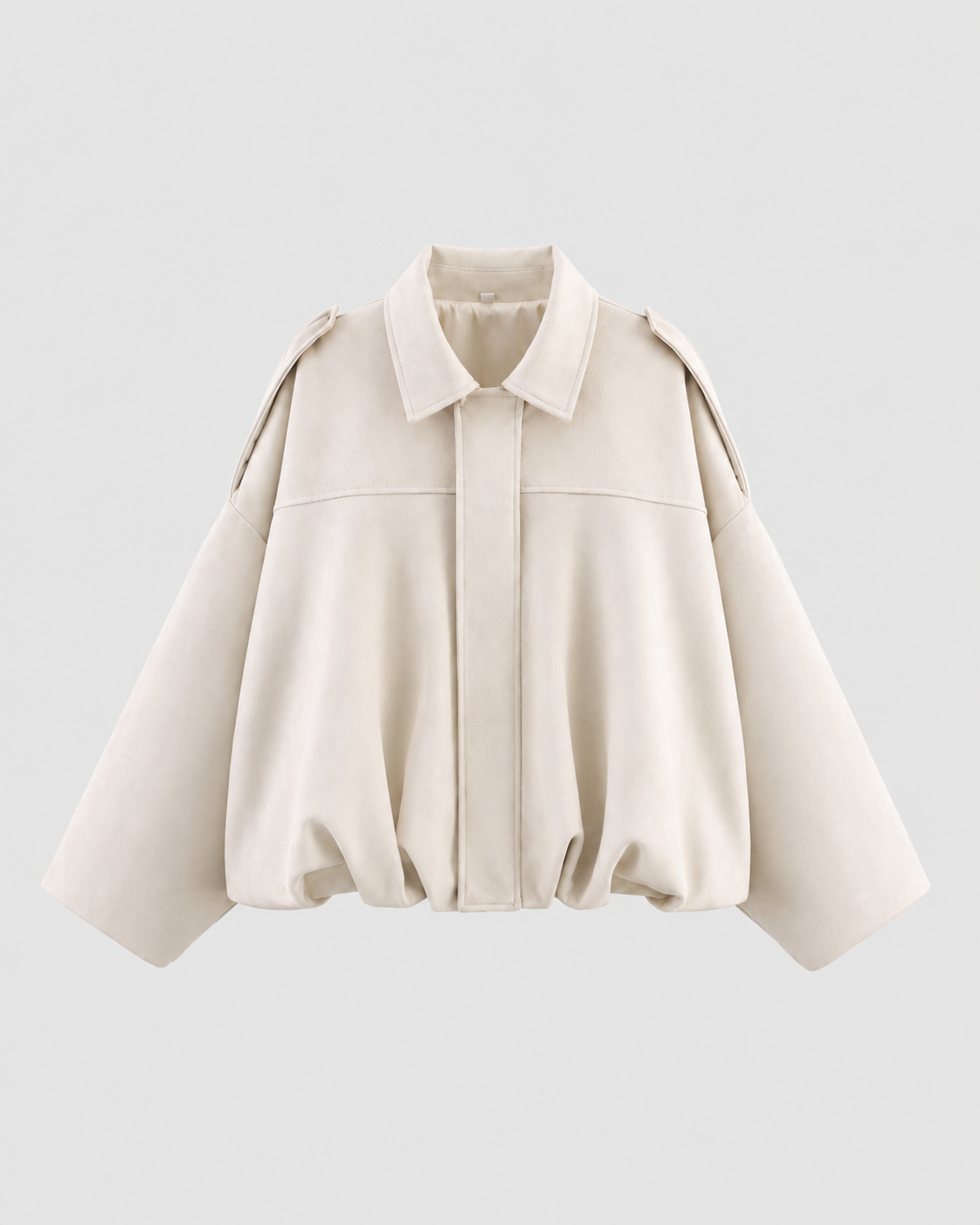Collared Drop Shoulder Suede Look Cropped Jacket