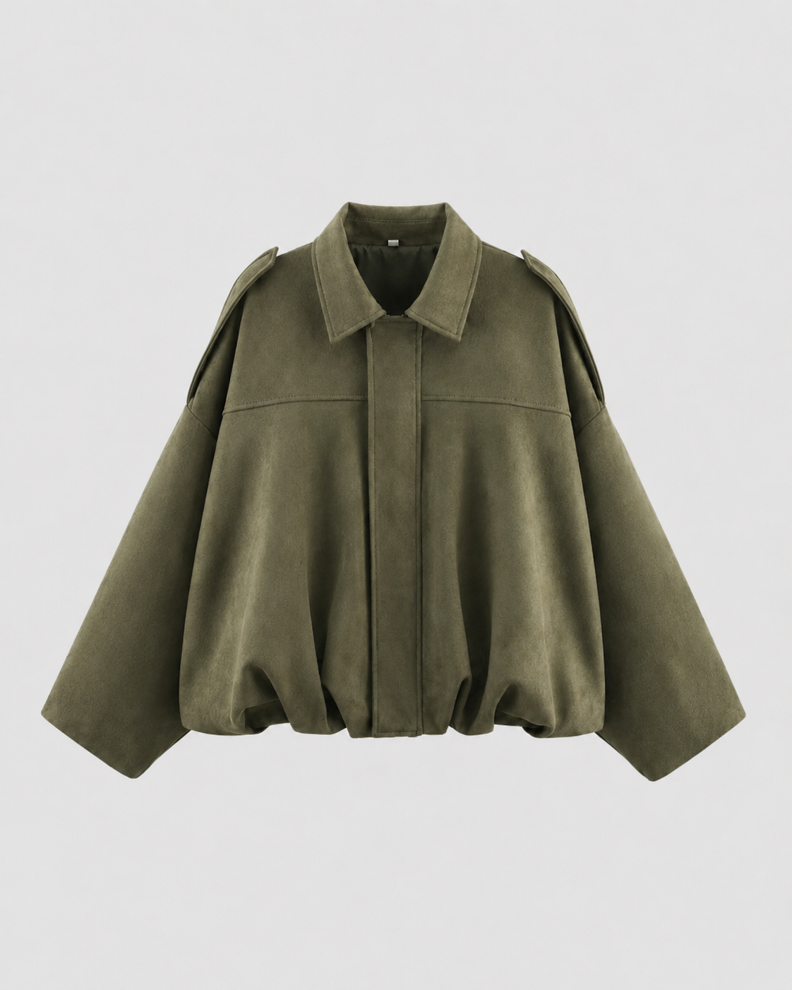 Collared Drop Shoulder Suede Look Cropped Jacket