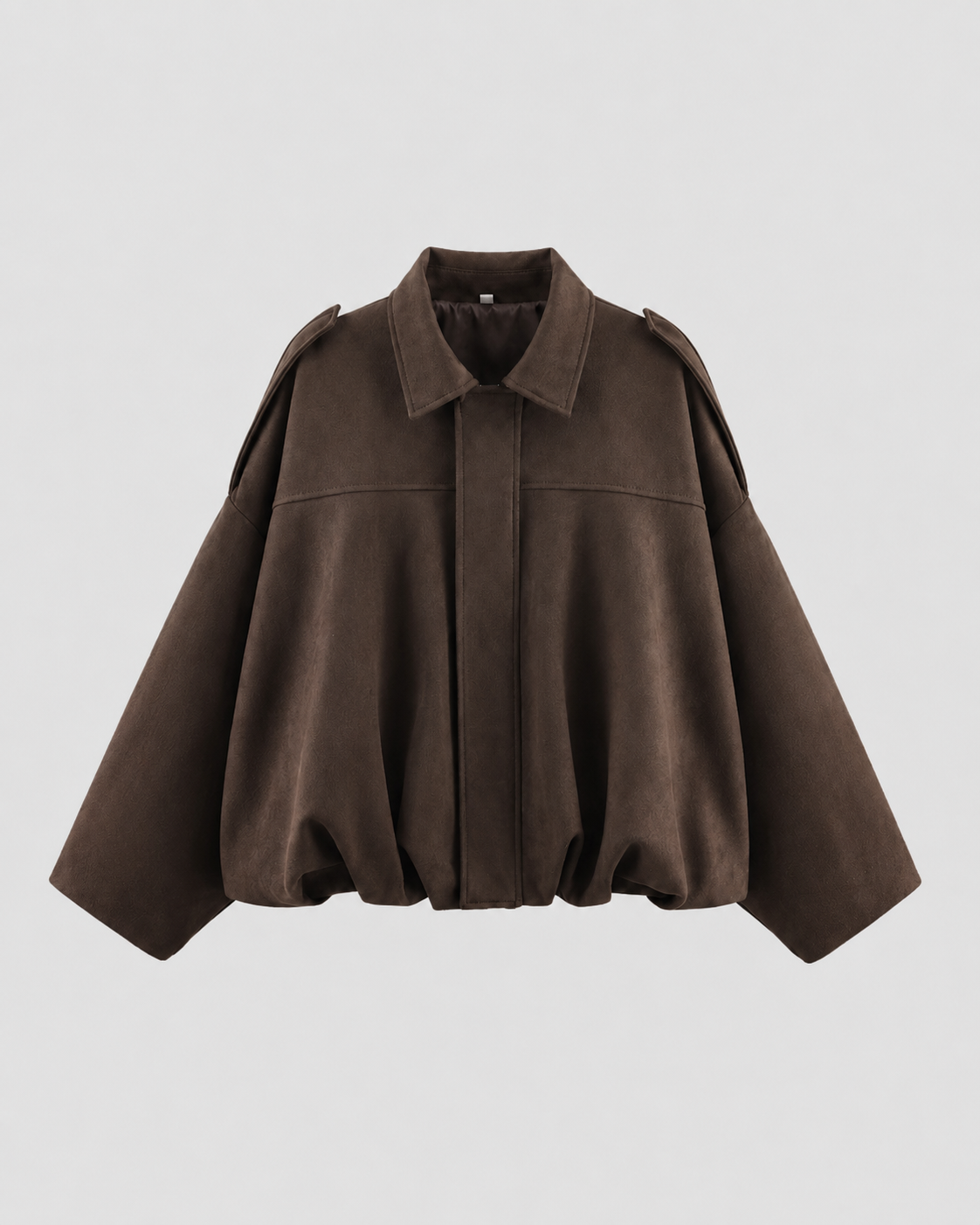 Collared Drop Shoulder Suede Look Cropped Jacket