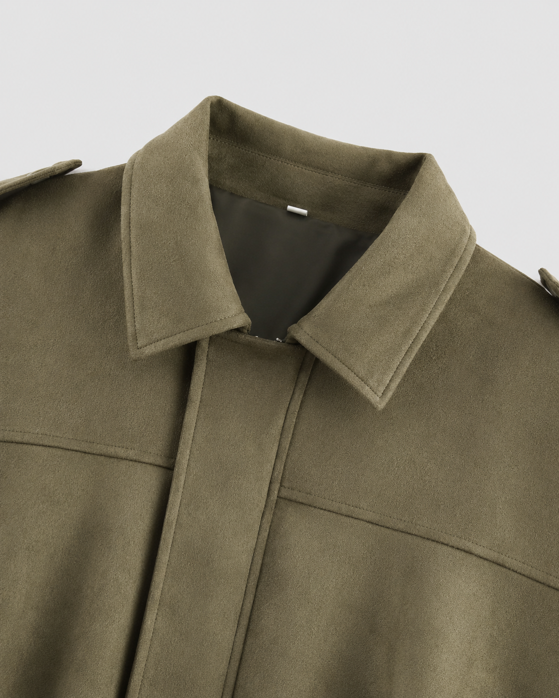 Collared Drop Shoulder Suede Look Cropped Jacket