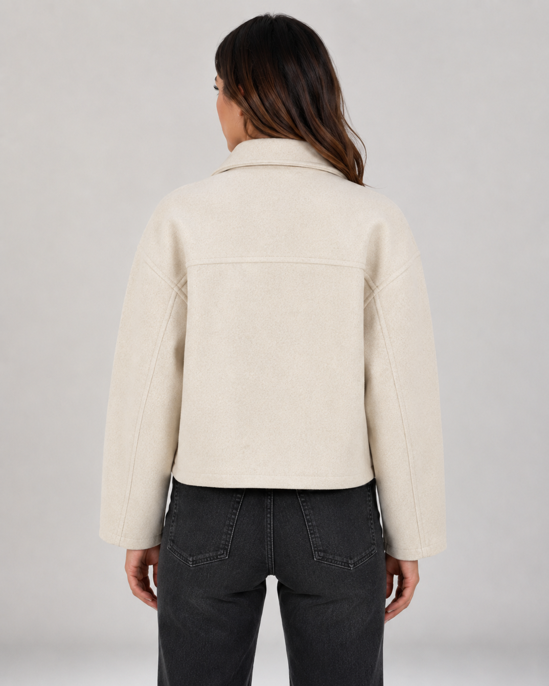 Women's Cropped Zip-Up Jacket with Collar