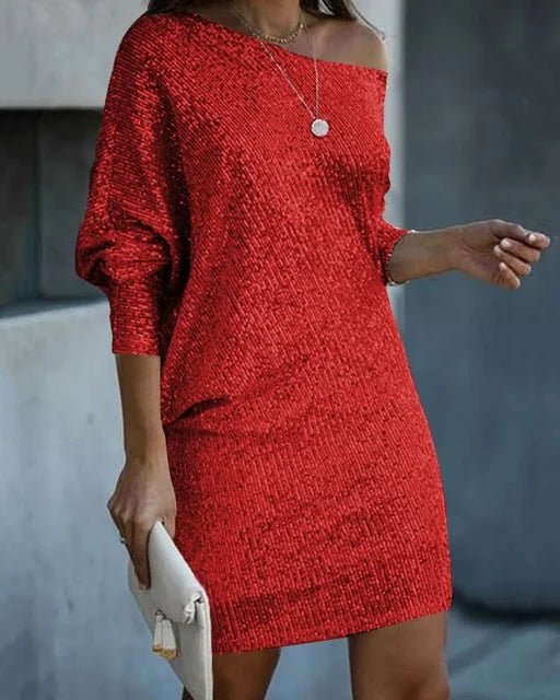 Sequin Off Shoulder Long Sleeve Mini Dress 3