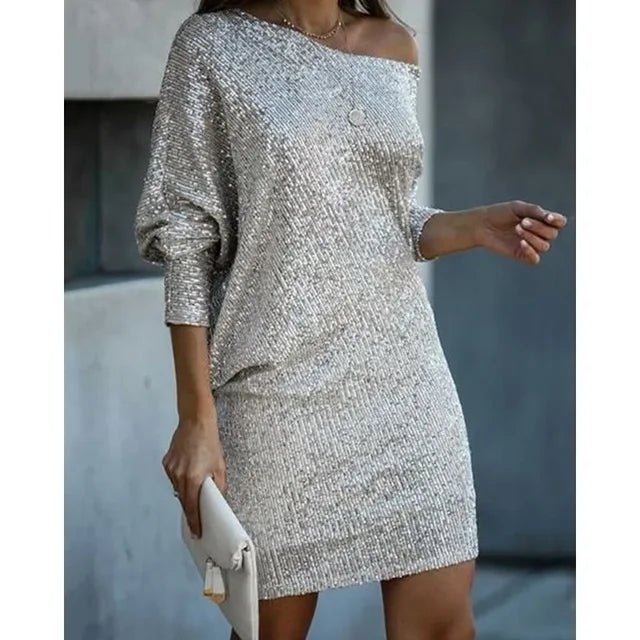 Sequin Off Shoulder Long Sleeve Mini Dress 5