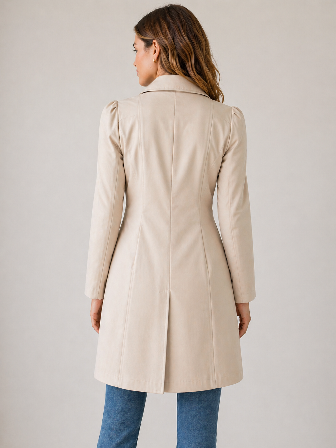 Women’s Short Trench Coat – Tailored Button Front Jacket