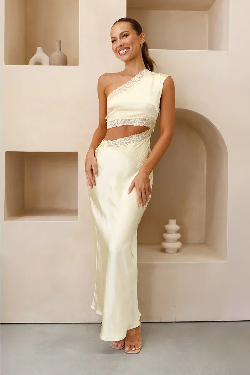 Dolores Exclusive One Shoulder Maxi Dress Gelb Statement Occasion Edit