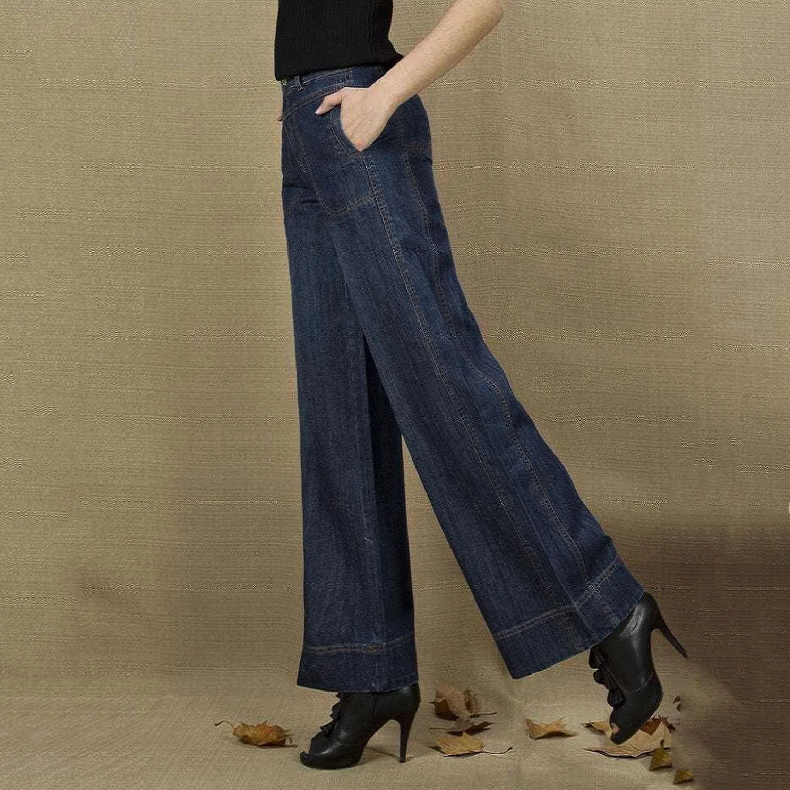 Vintage Washed Wide-Leg Denim Jeans