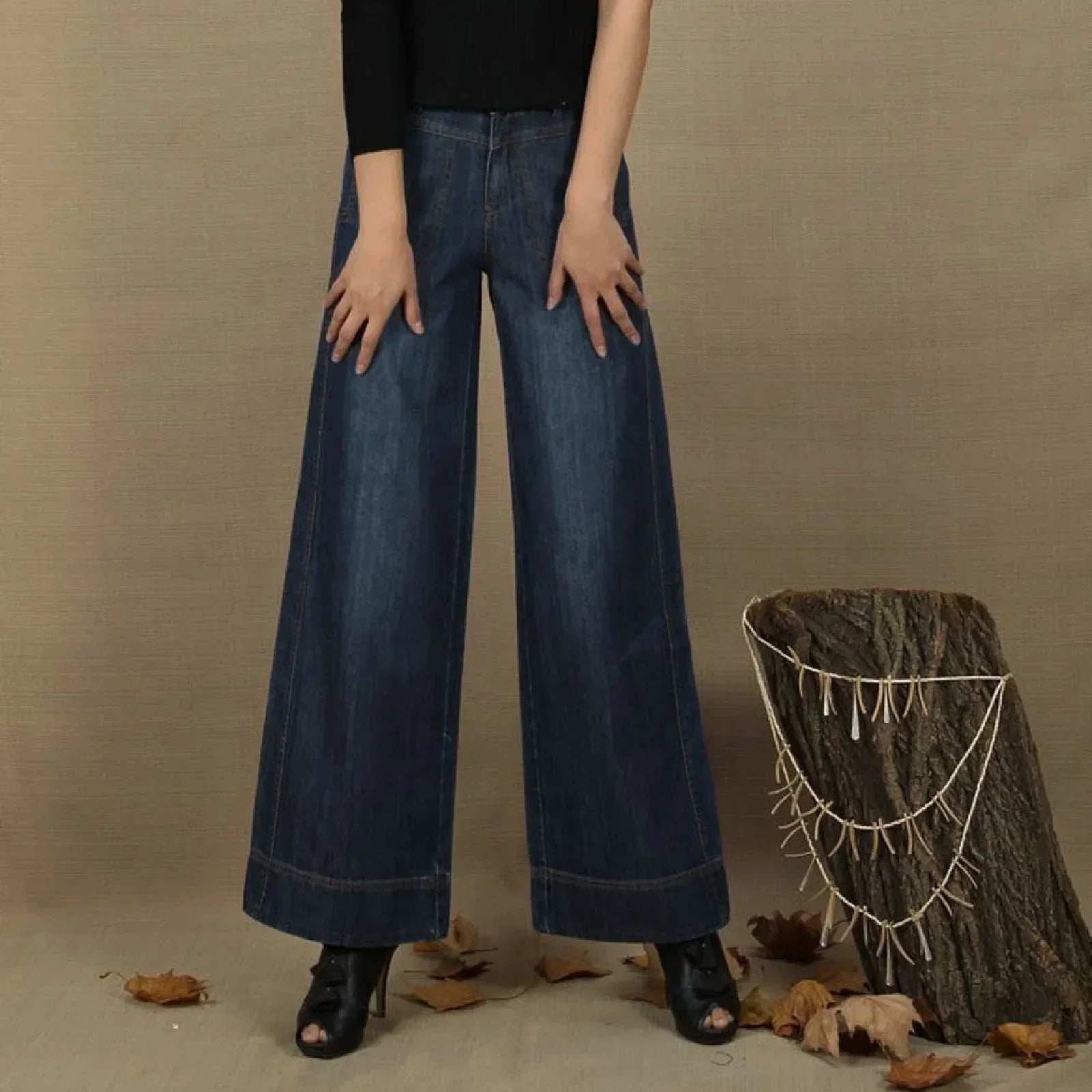 Vintage Washed Wide-Leg Denim Jeans