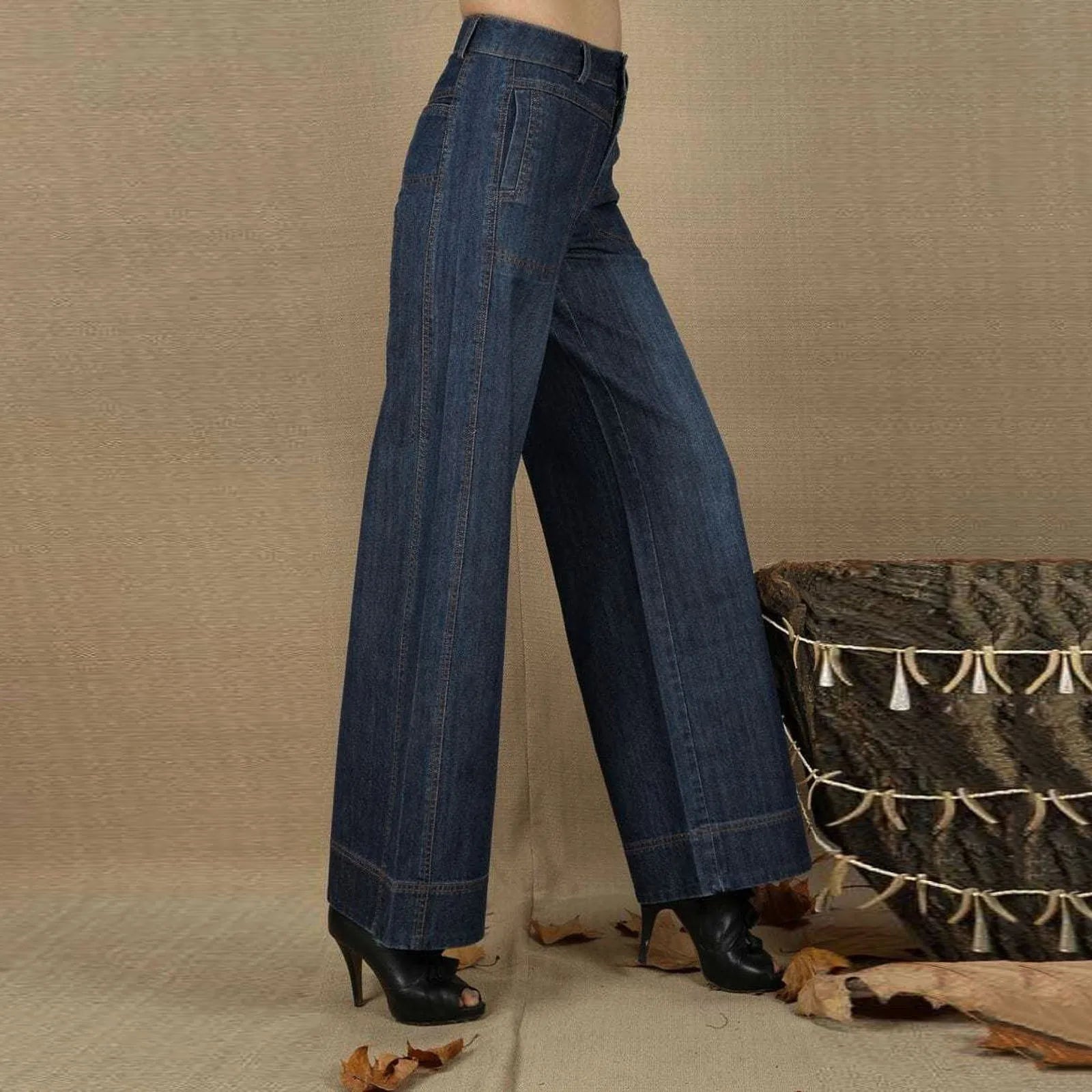 Vintage Washed Wide-Leg Denim Jeans