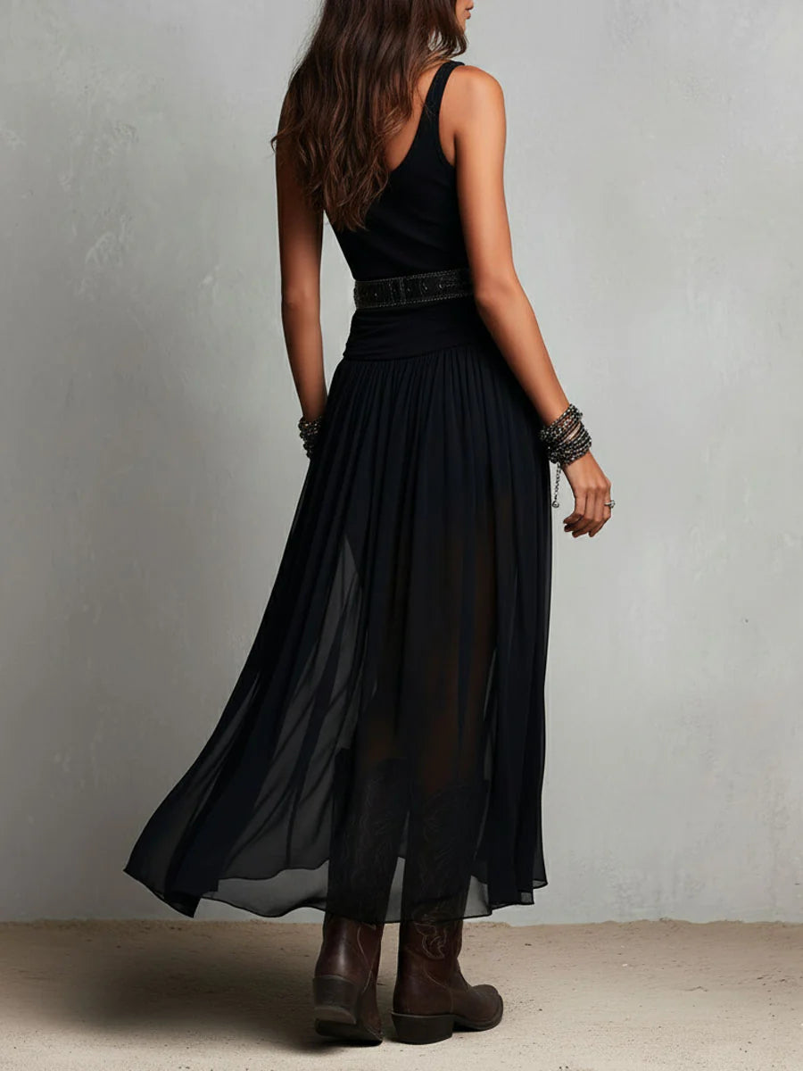 Sleeveless Tank Sheer Maxi Skirt Two Piece Set 5