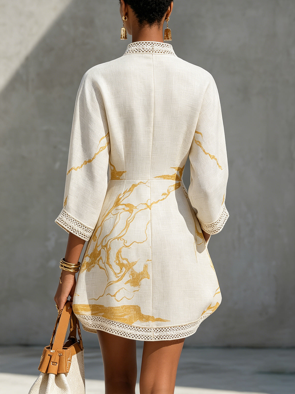 Dawn | Mini Dress in Black and Gold Lace