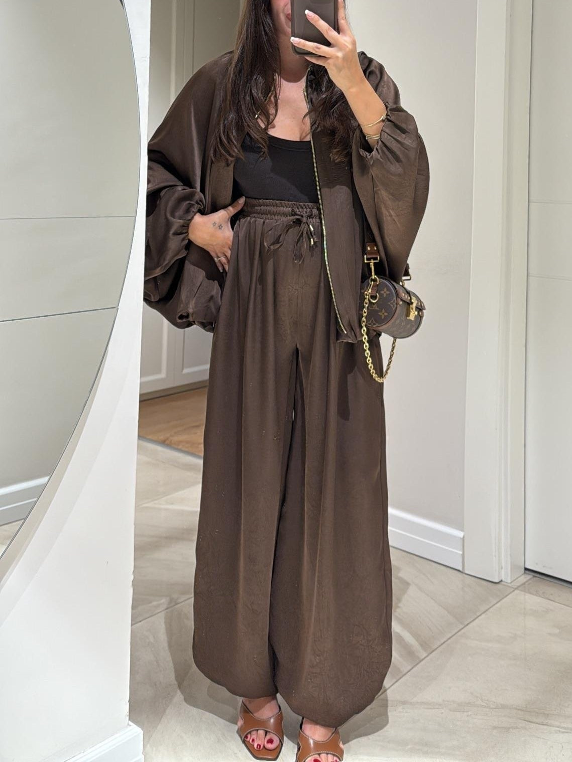 Shirt Jacket and Wide Leg Pants Two Piece Set