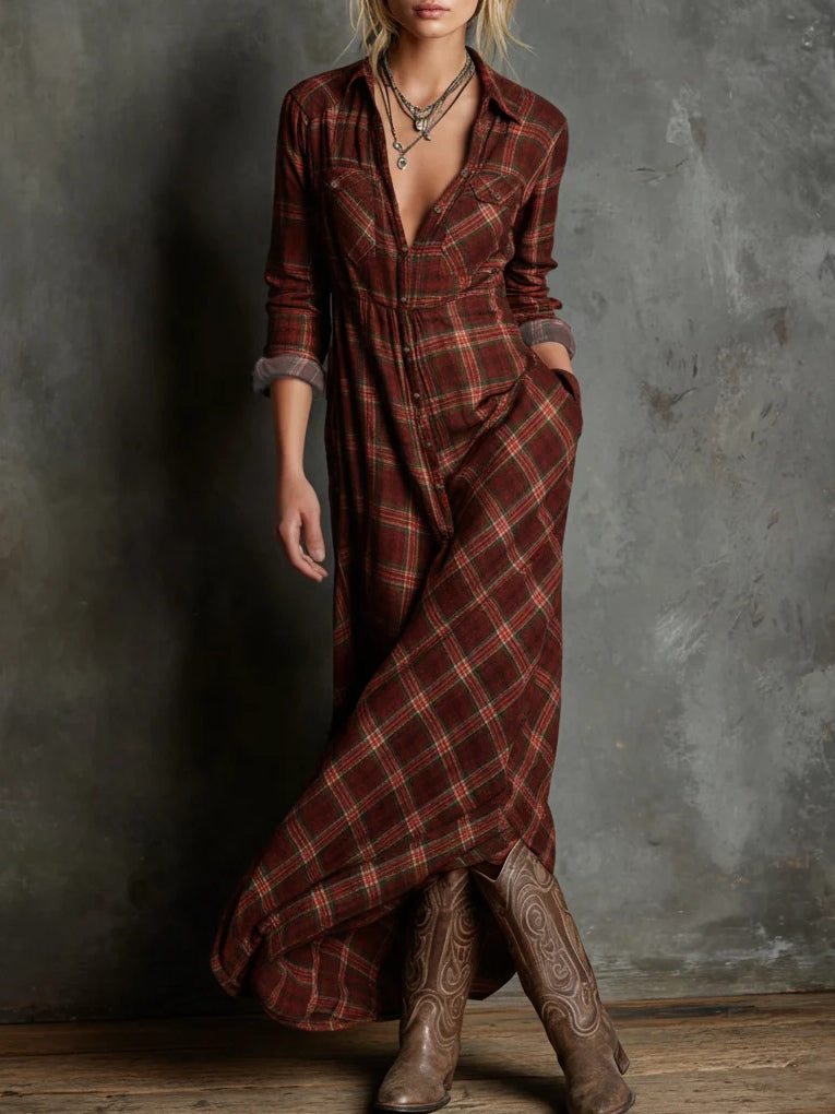 Léna | Long Checkered Dress