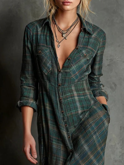 Léna | Long Checkered Dress