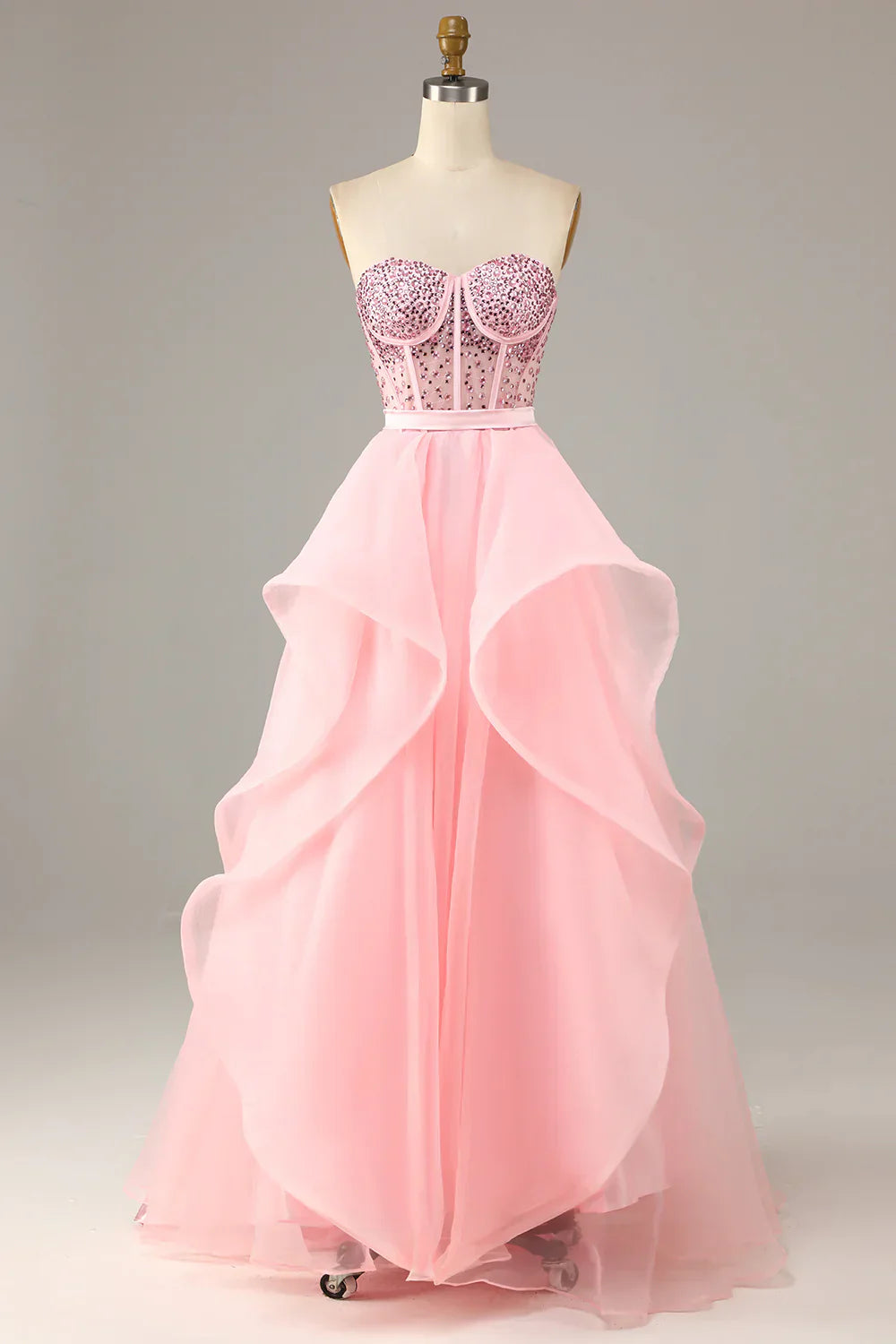 Princess A Line Sweetheart Black Corset Prom Dress with Beding