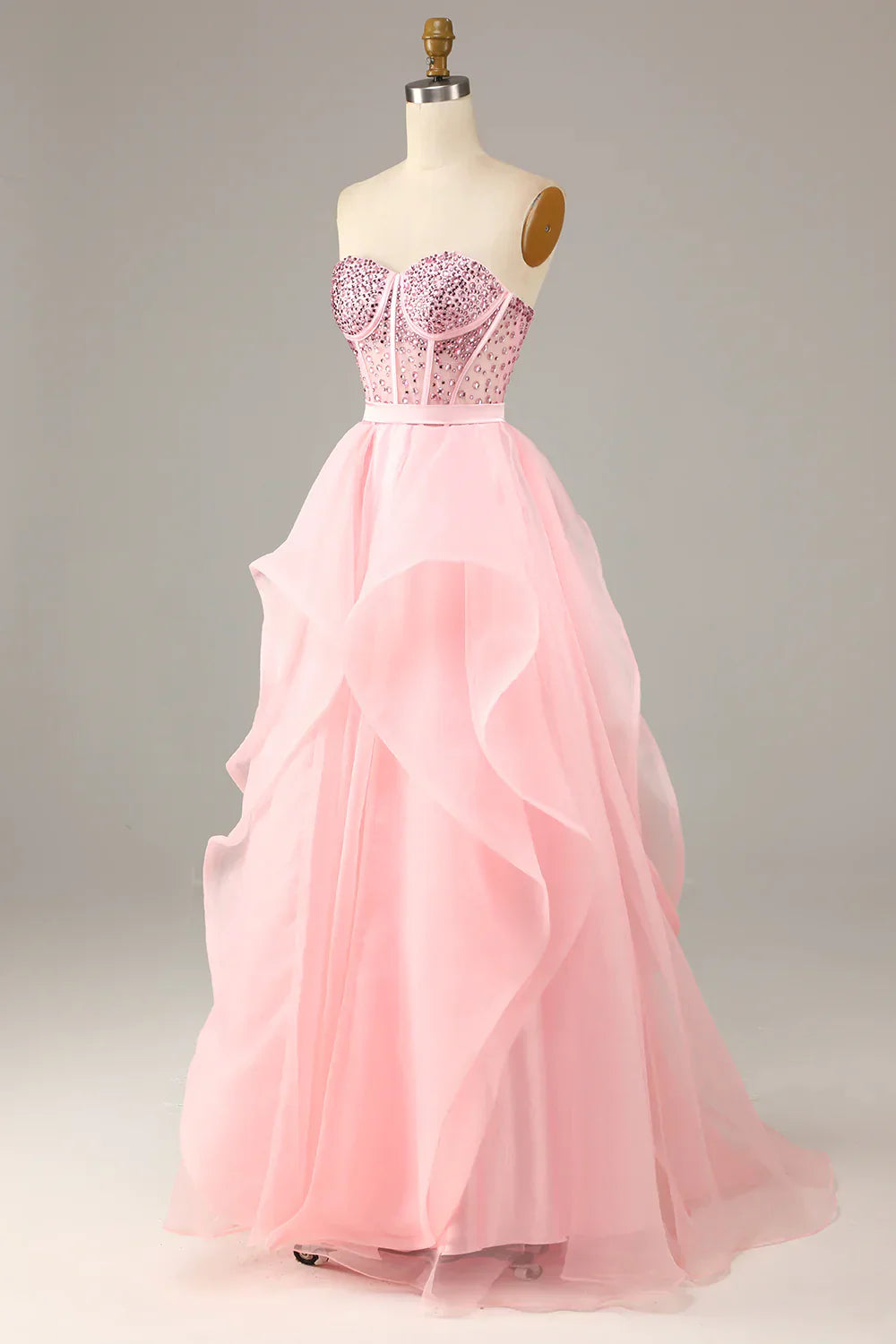 Princess A Line Sweetheart Black Corset Prom Dress with Beding