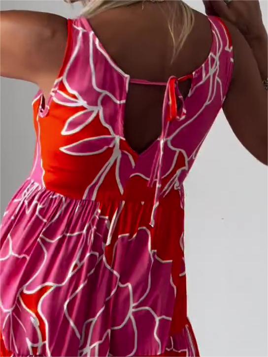 Luna Aesthetic Stylish Floral Print Dress Chic Silhouette Collection