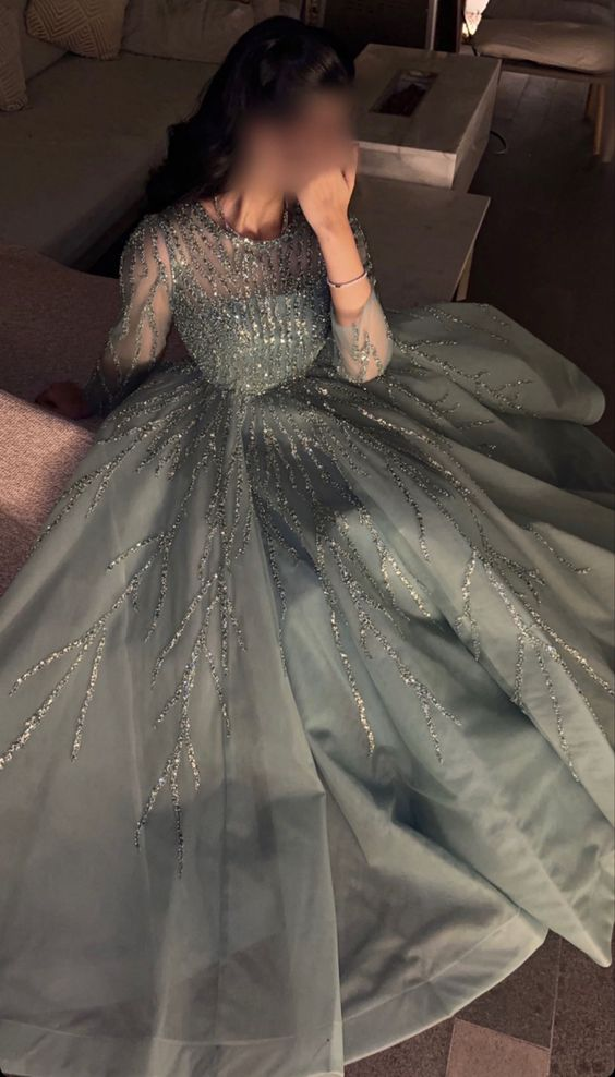 Chic A-Line Floor Length Evening Dress,Princess Dress cc1275