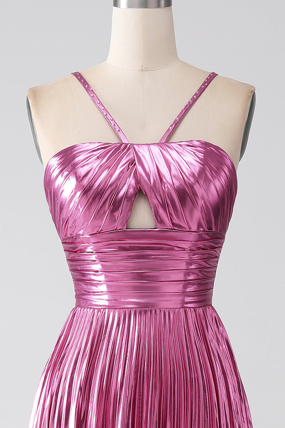20721 - A Line Halter Ruched Long 2024 Semi Formal Prom Dress with Slit